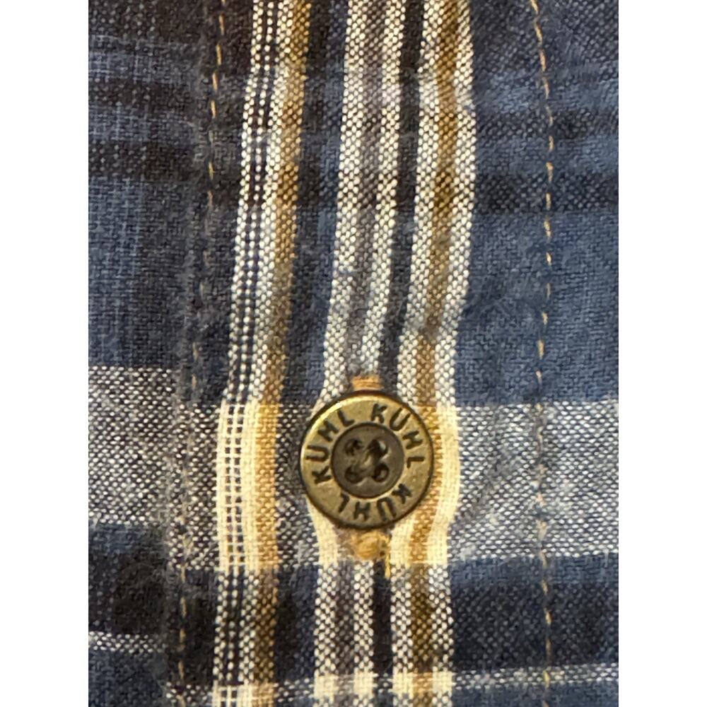 Medium Kuhl Cotton Blue Plaid Long Sleeve Button Up Shirt - Picture 6 of 10